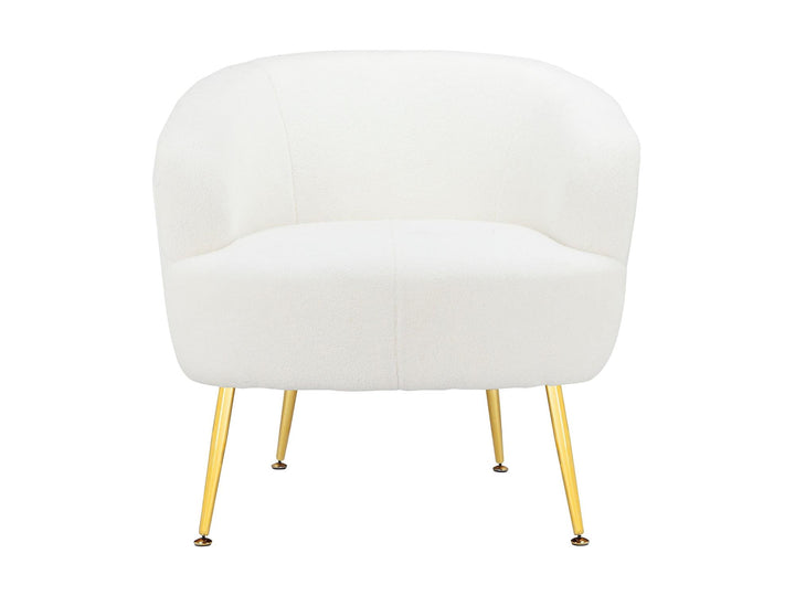 Kara Teddy Soft Accent Chair with Gold Legs - White