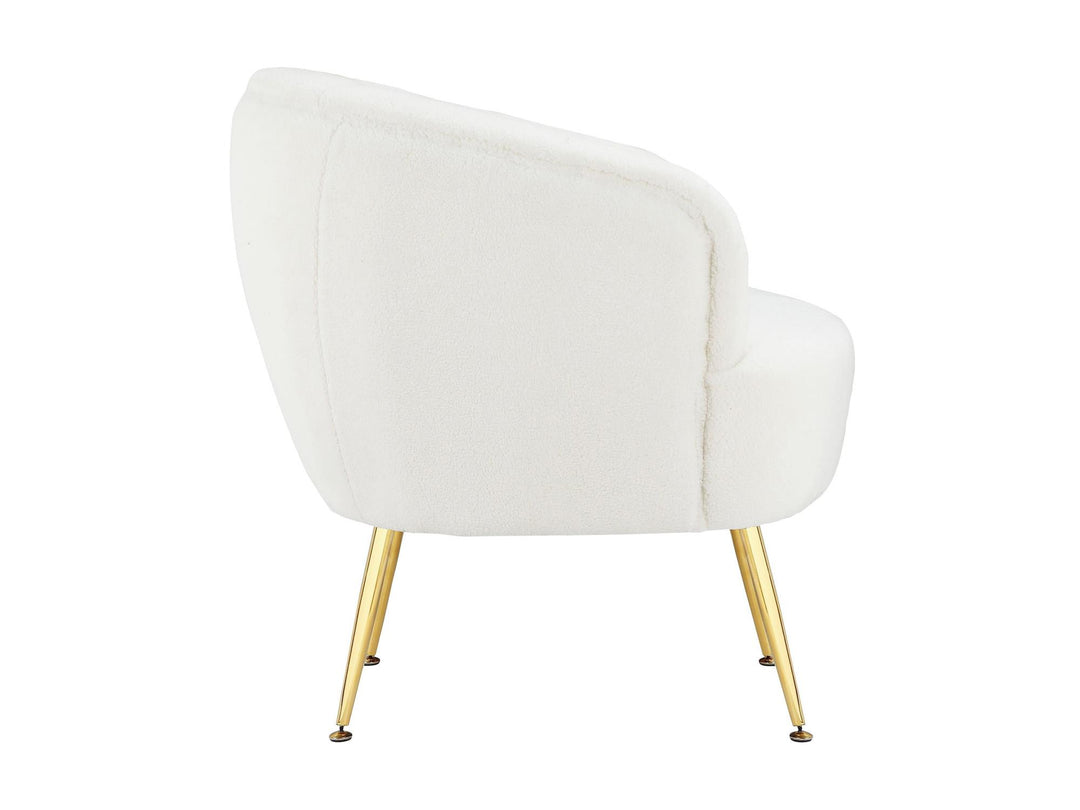 Kara Teddy Soft Accent Chair with Gold Legs - White