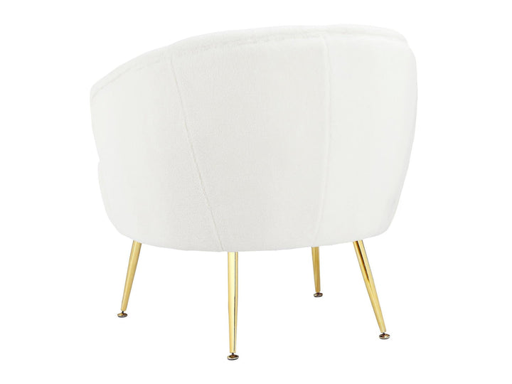 Kara Teddy Soft Accent Chair with Gold Legs - White