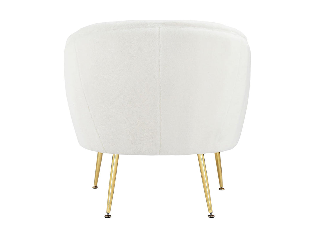 Kara Teddy Soft Accent Chair with Gold Legs - White