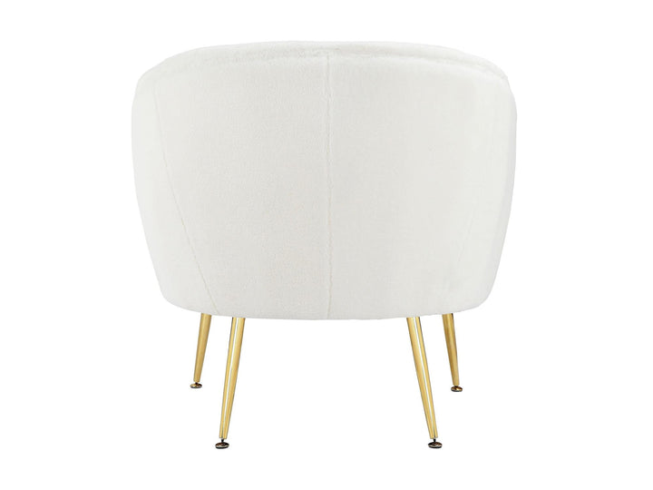 Kara Teddy Soft Accent Chair with Gold Legs - White