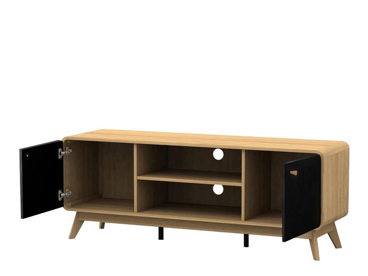 Leva Media Console TV Stand with Storage - Light Oak