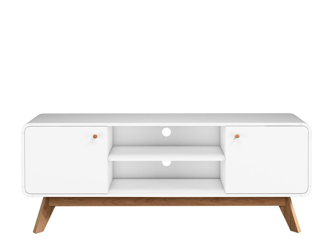 Leva Media Console TV Stand with Storage - White