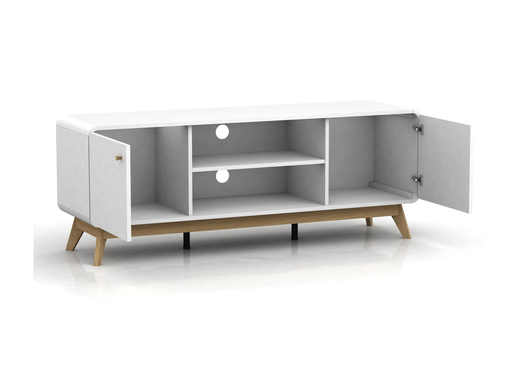 Leva Media Console TV Stand with Storage - White