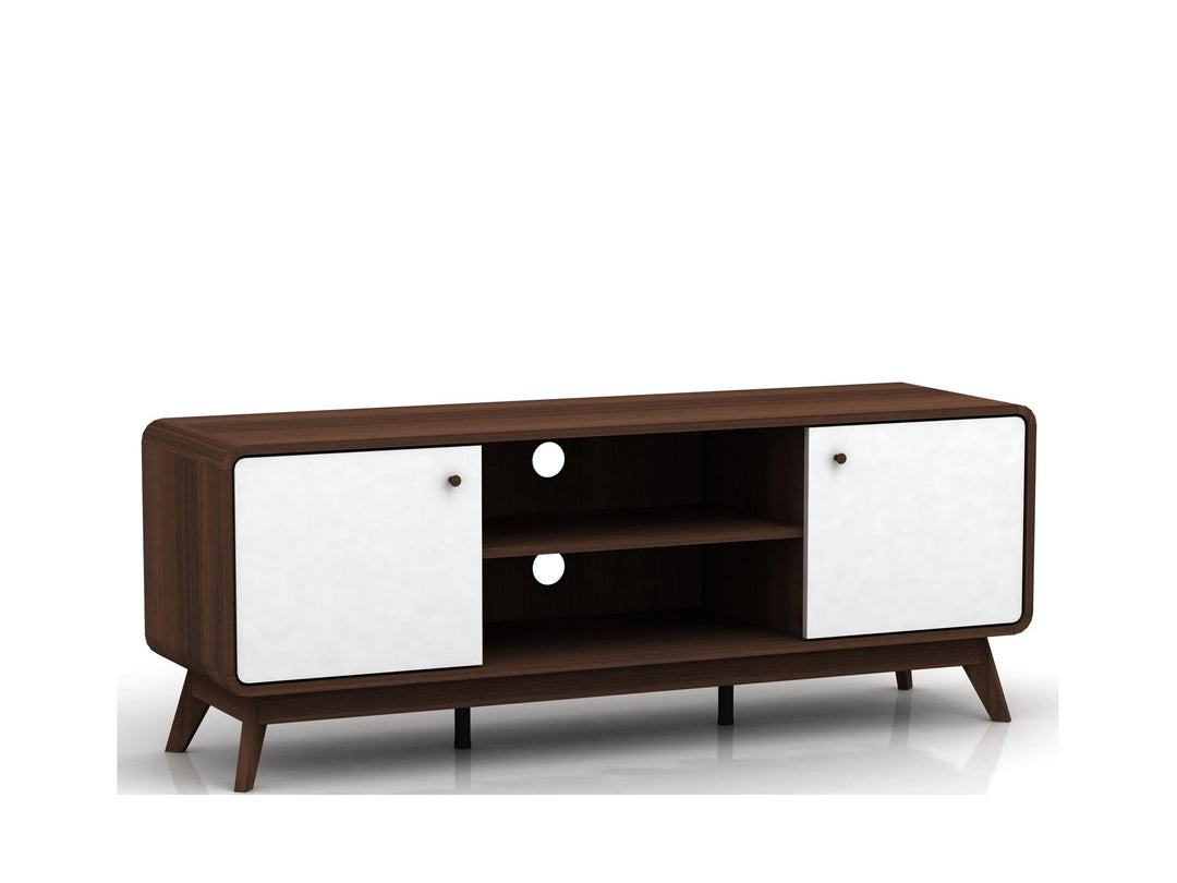 Leva Media Console TV Stand with Storage - Walnut / White