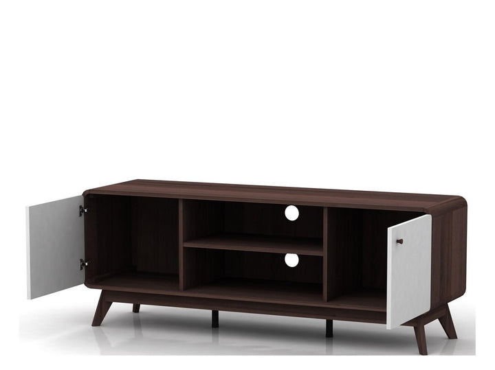 Leva Media Console TV Stand with Storage - Walnut / White