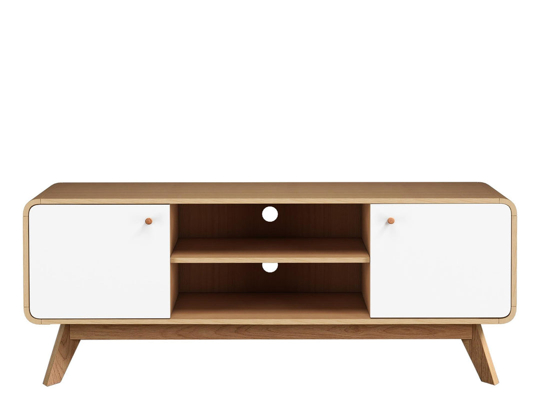 Leva Media Console TV Stand with Storage - Oak