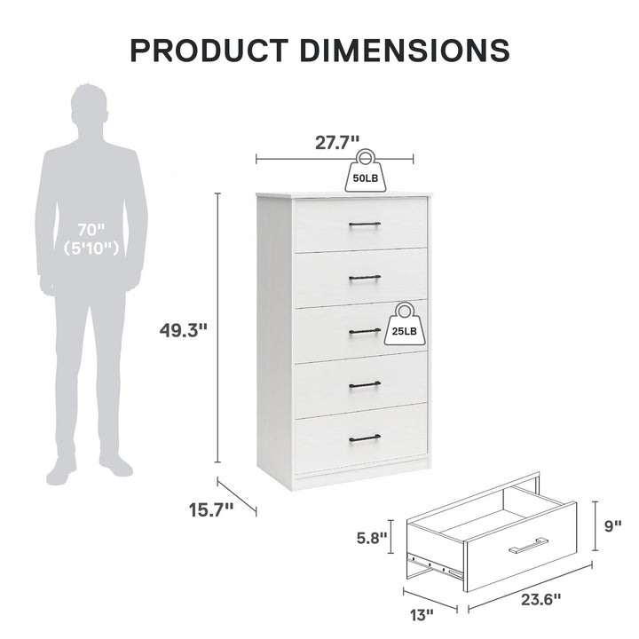 Easy Build Pearce 4 Drawer Dresser with Interlocking SwitchLock™ System - White - 4 Drawer