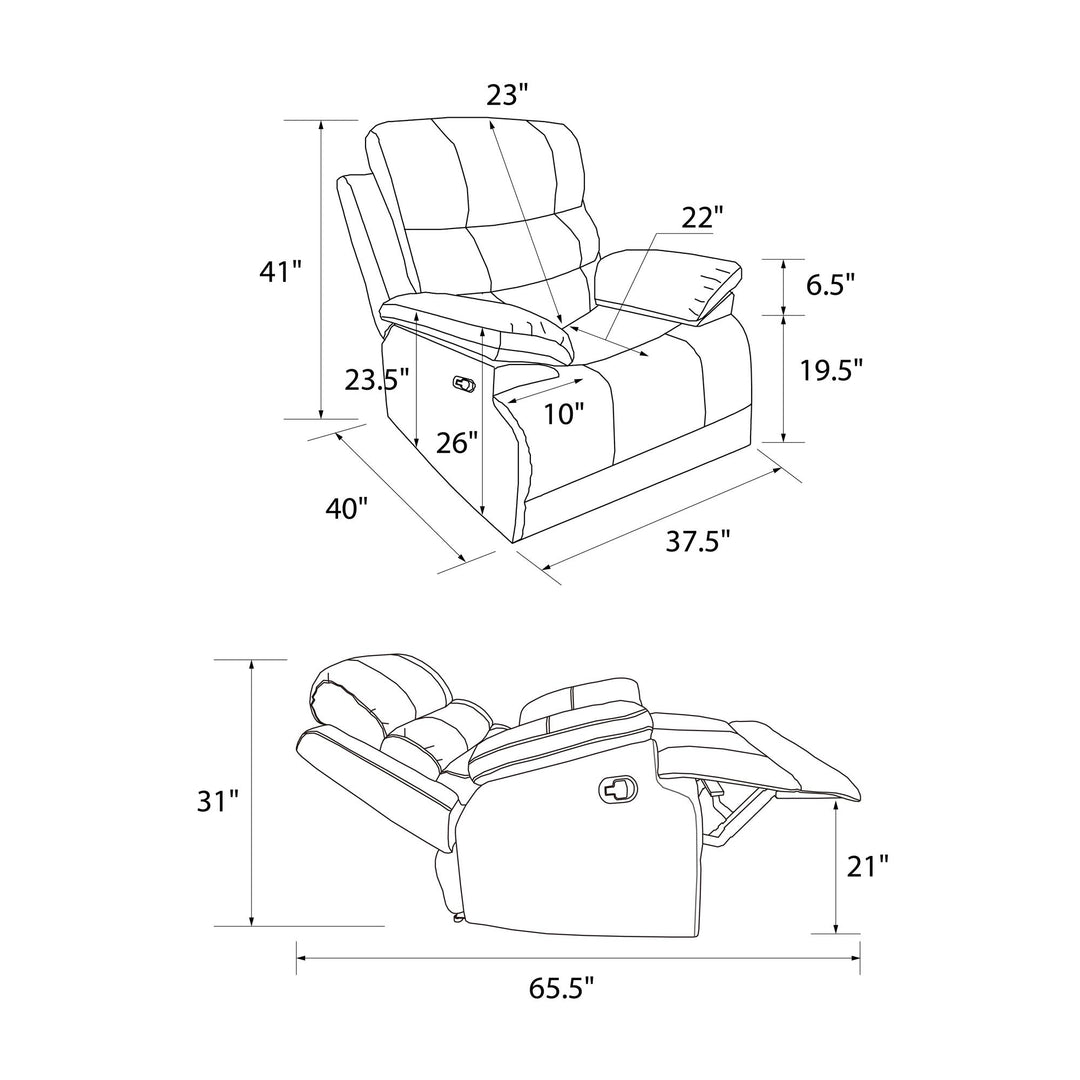 McAllen Textured Recliner Chair - Light Gray - 1-Seater