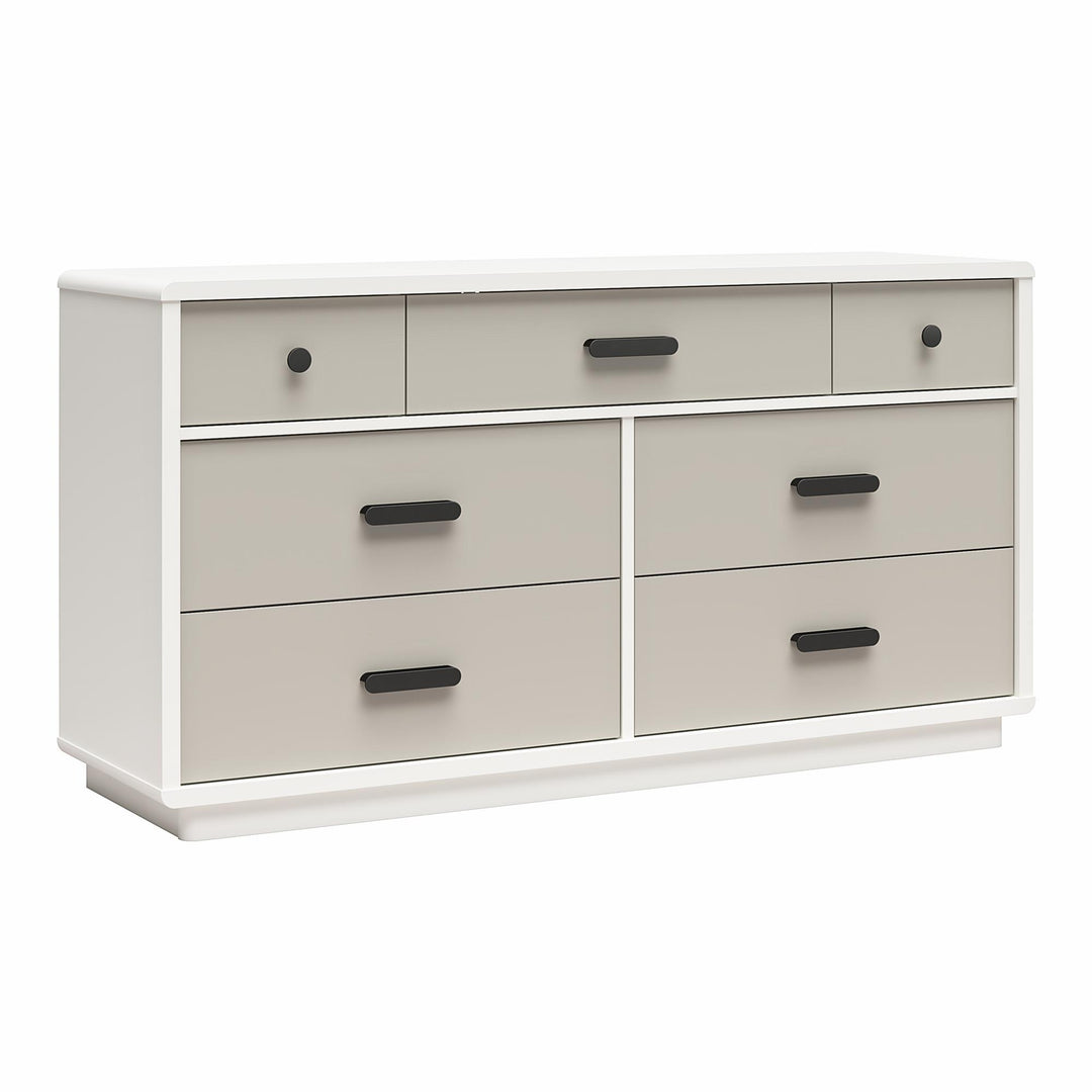 Valencia 7 Drawer Wide Dresser - Taupe/White