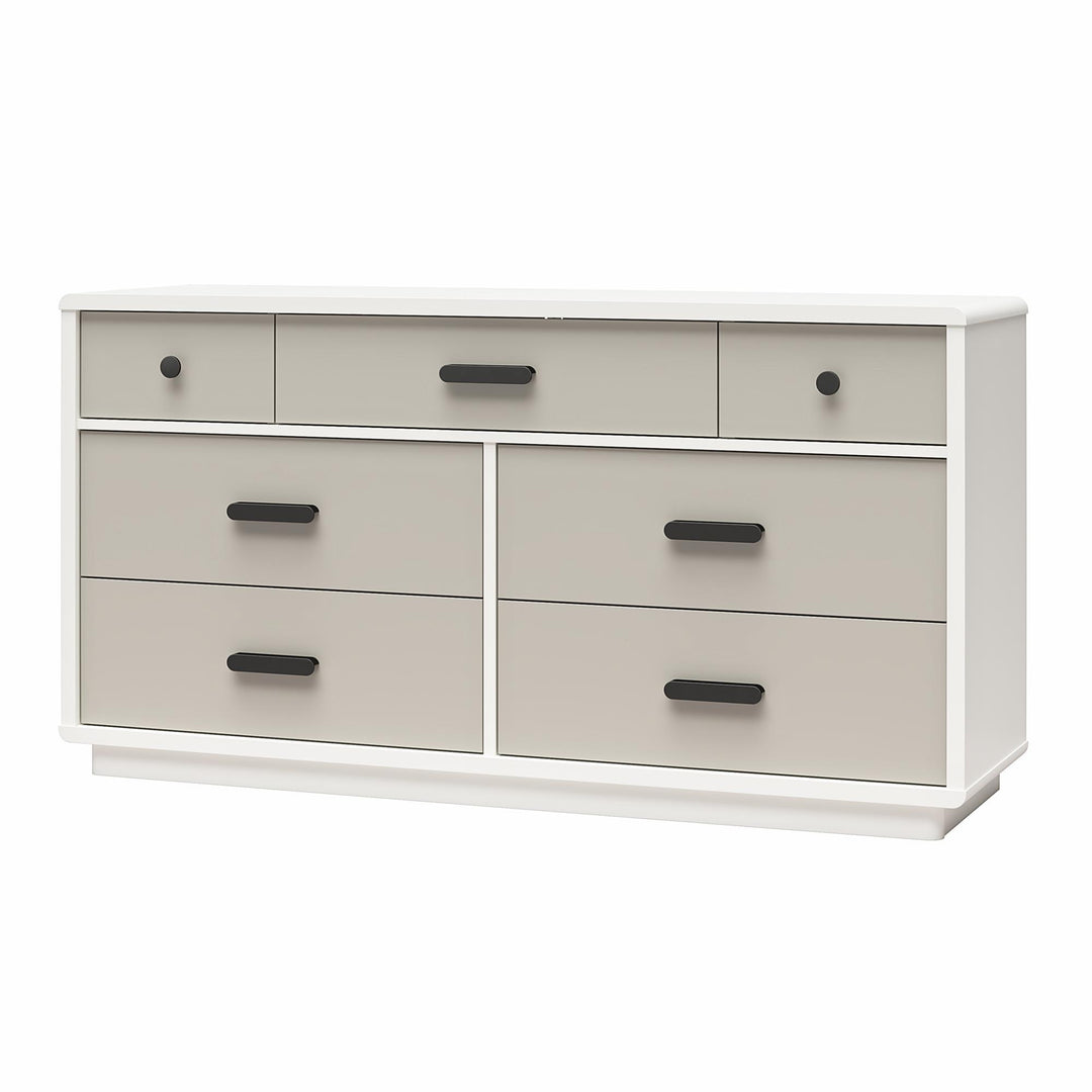 Valencia 7 Drawer Wide Dresser - Taupe/White