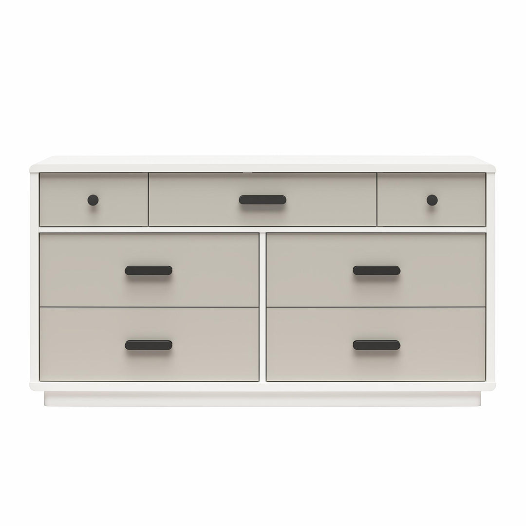 Valencia 7 Drawer Wide Dresser - Taupe/White