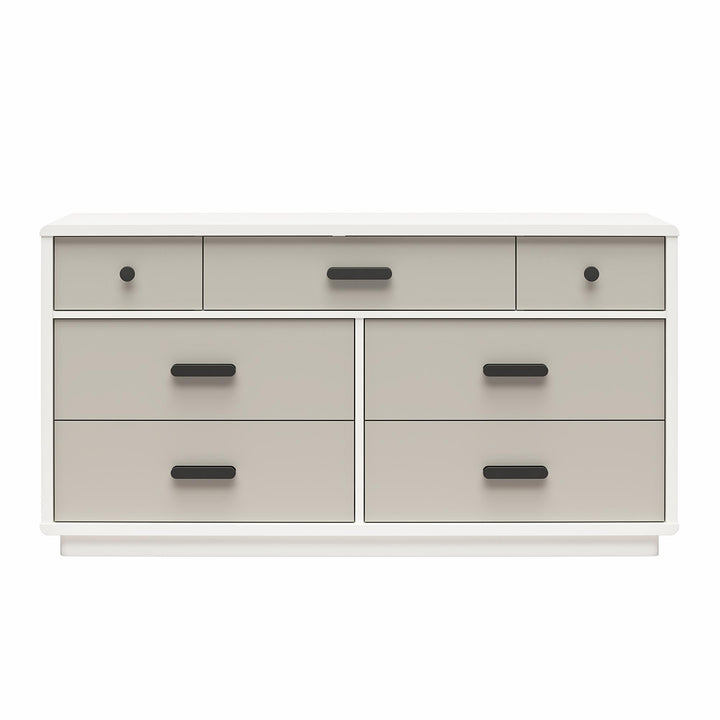 Valencia 7 Drawer Wide Dresser - Taupe/White