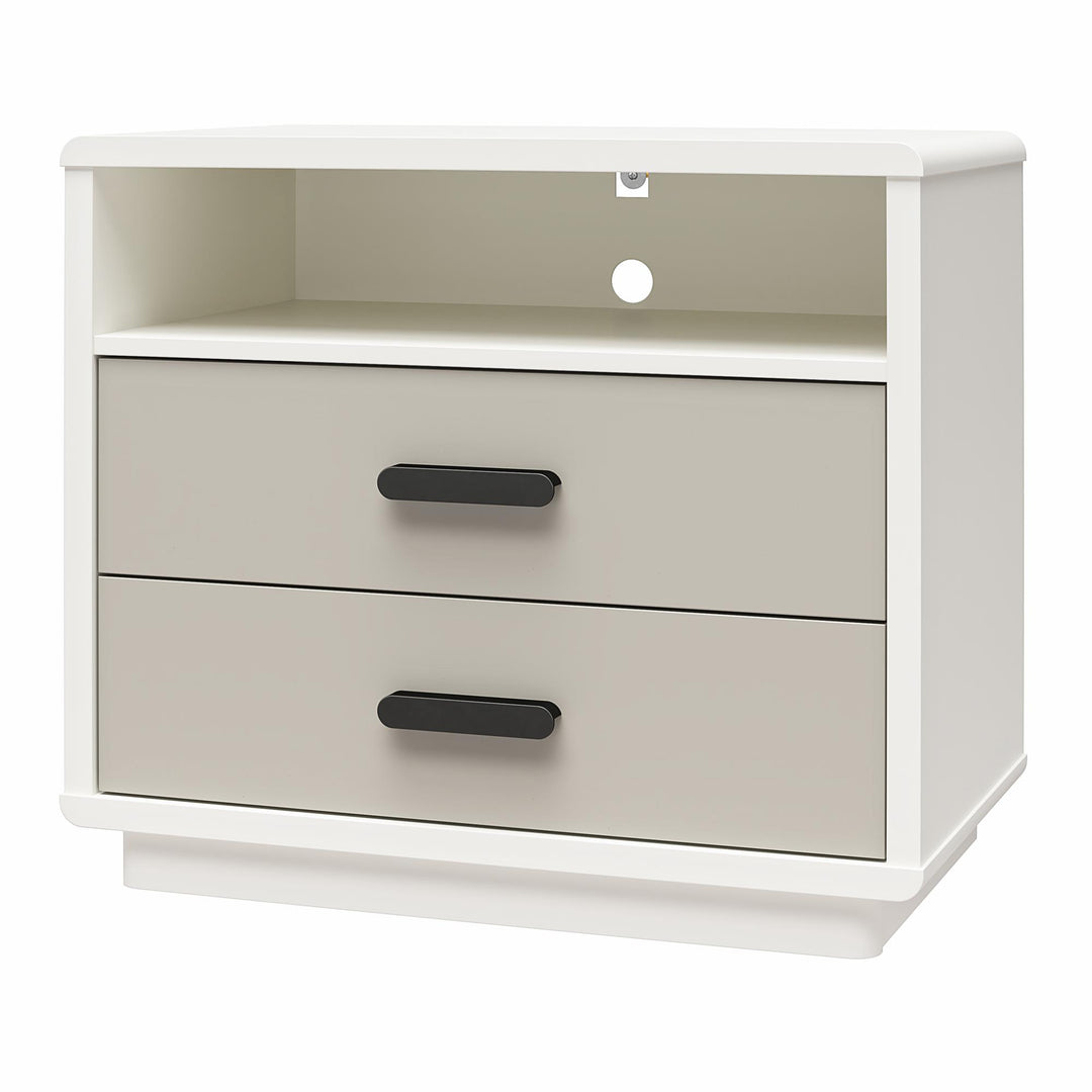 Valencia 2 Drawer Nightstand - Taupe/White