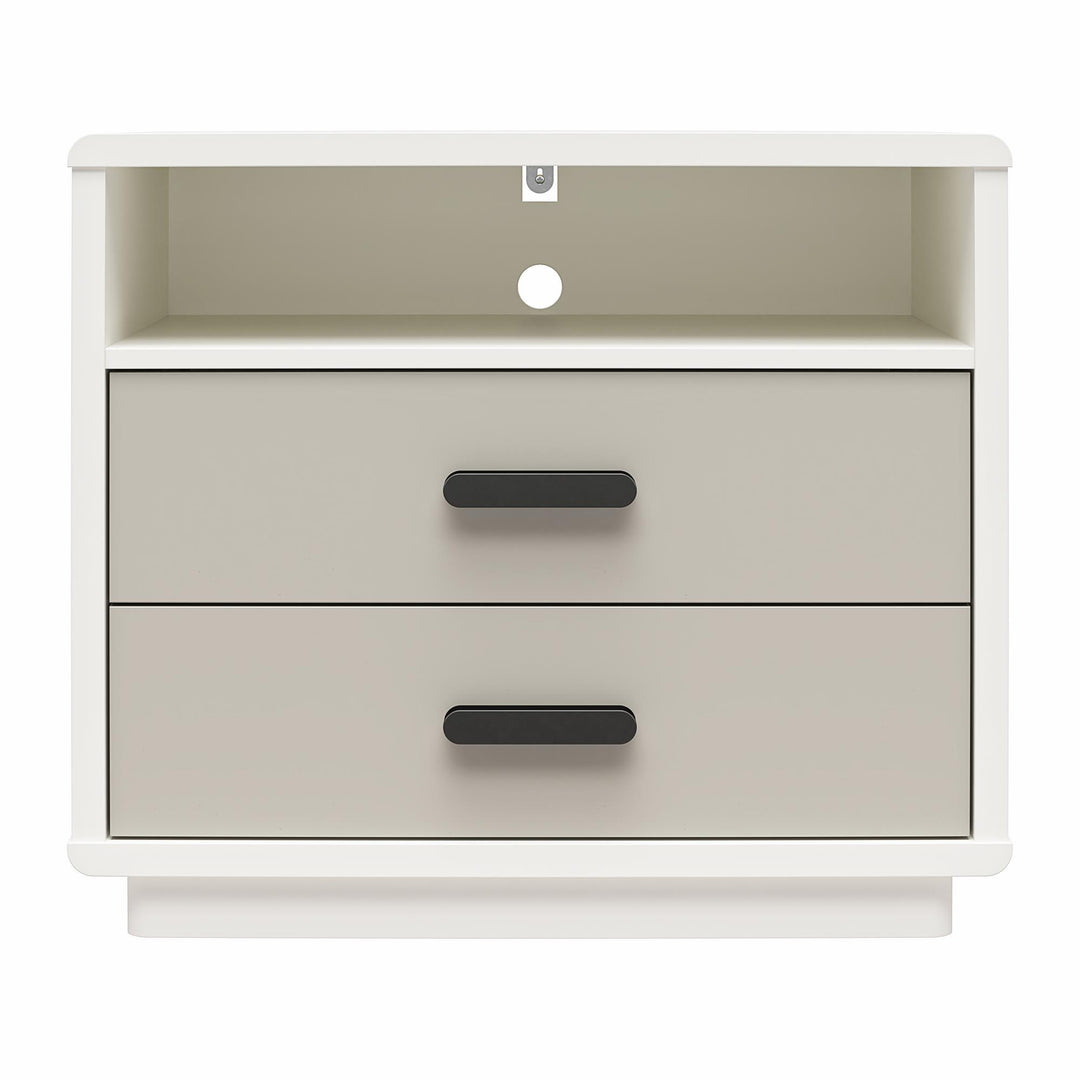 Valencia 2 Drawer Nightstand - Taupe/White