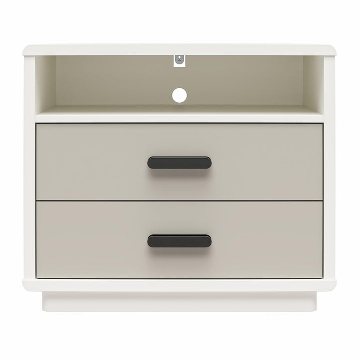 Valencia 2 Drawer Nightstand - Taupe/White