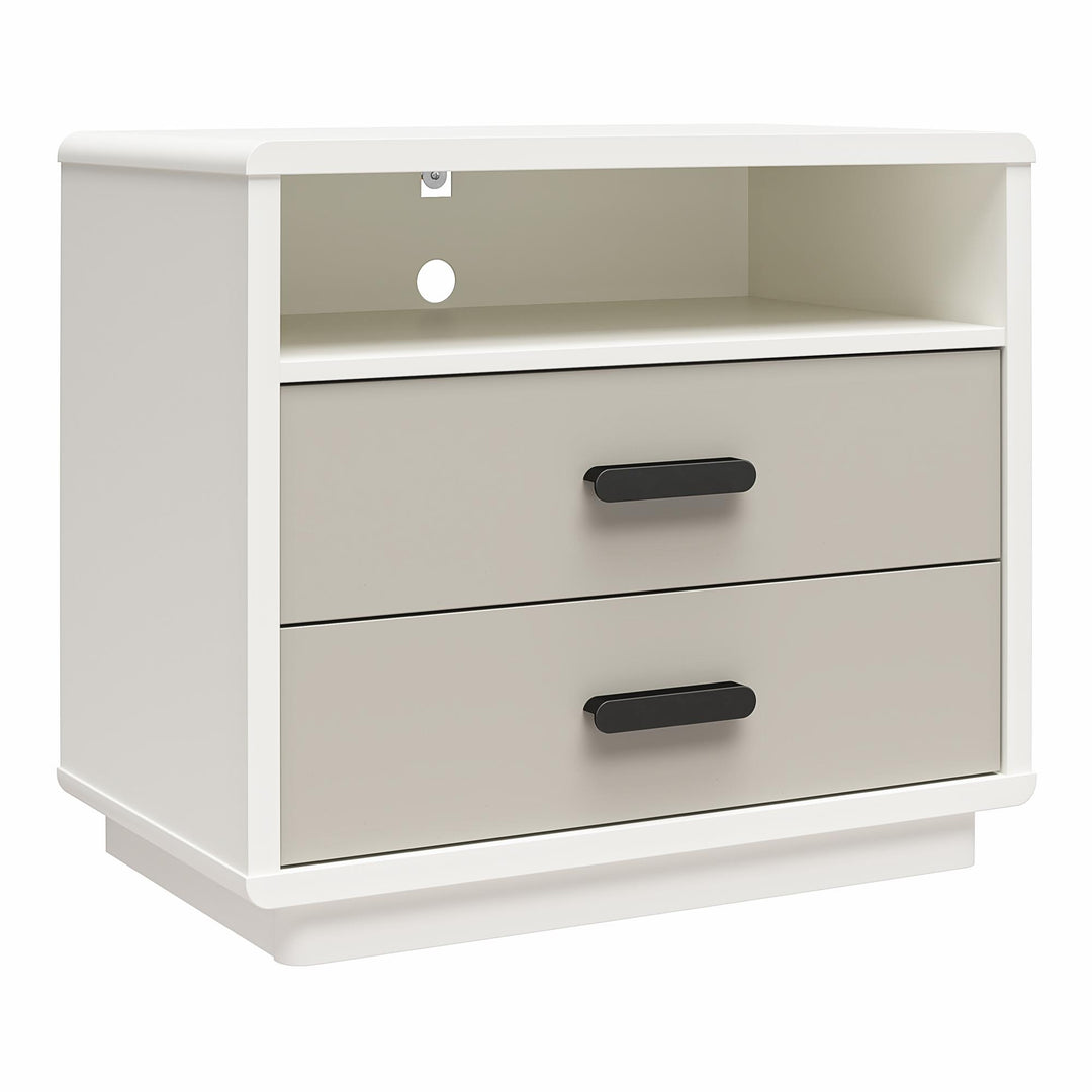 Valencia 2 Drawer Nightstand - Taupe/White