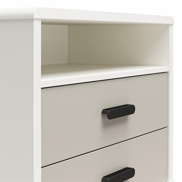 Valencia 2 Drawer Nightstand - Taupe/White