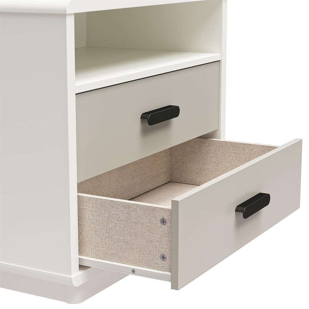 Valencia 2 Drawer Nightstand - Taupe/White