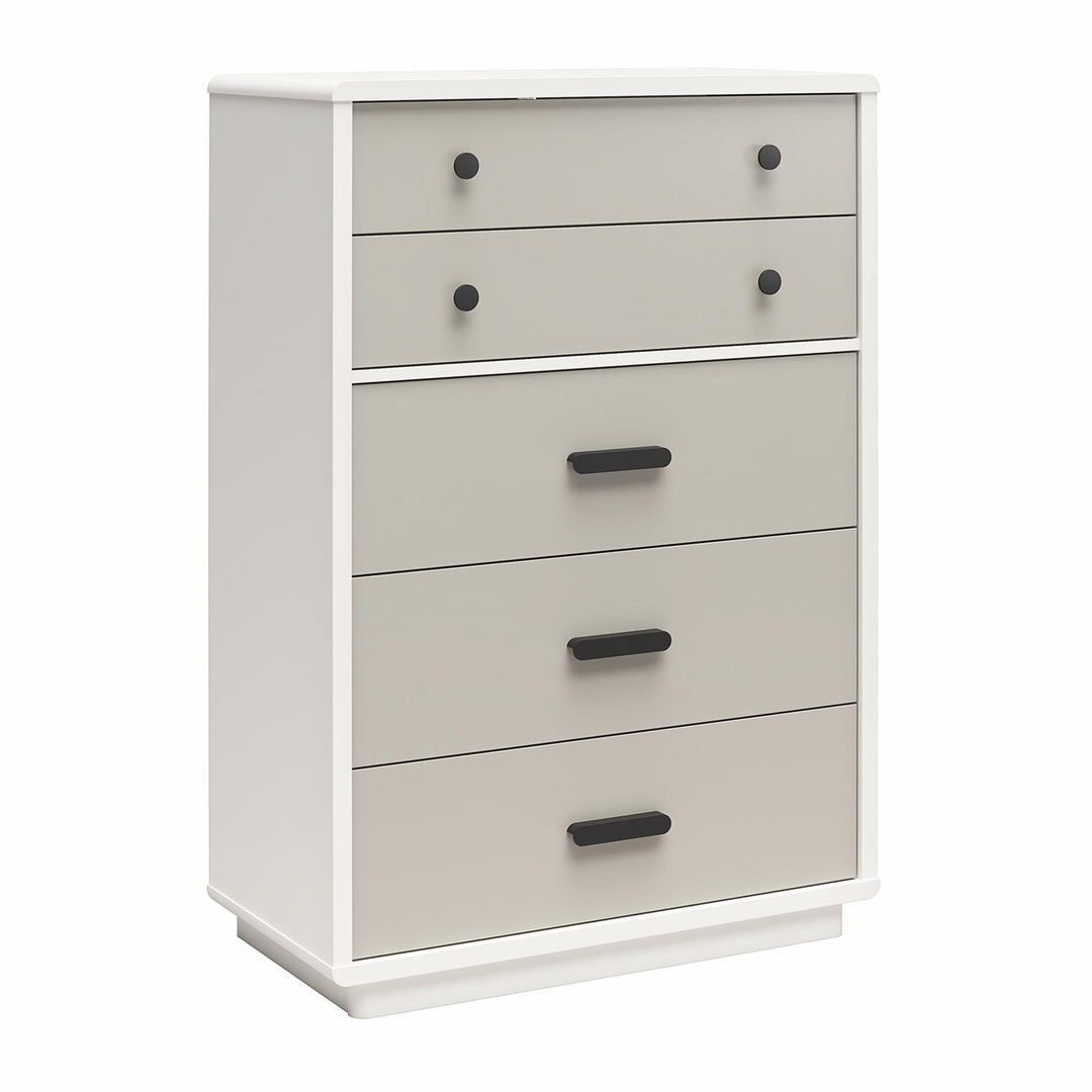 Valencia Tall 5 Drawer Dresser - Taupe/White