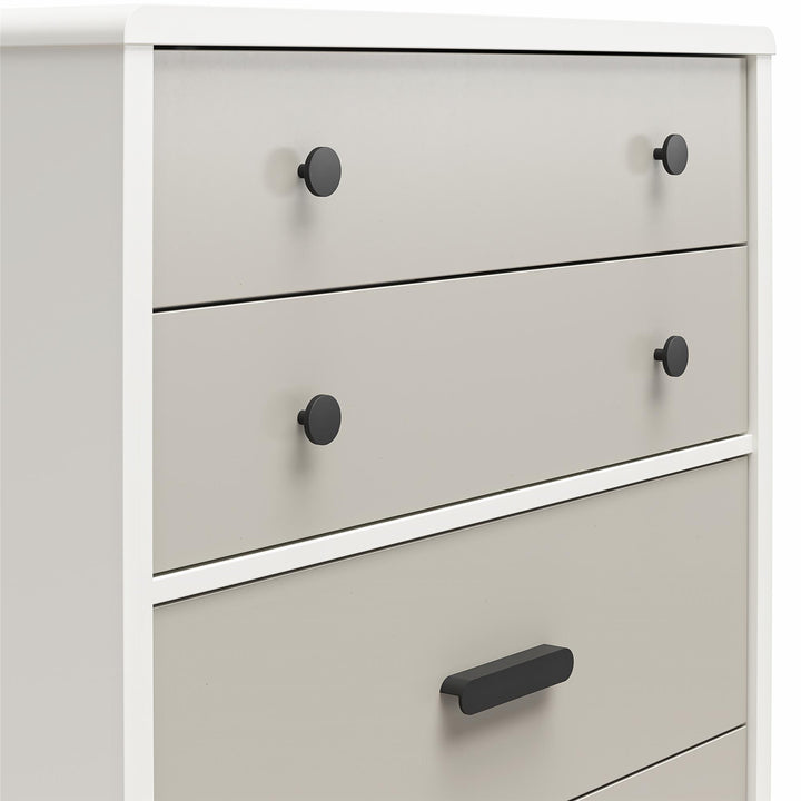 Valencia Tall 5 Drawer Dresser - Taupe/White