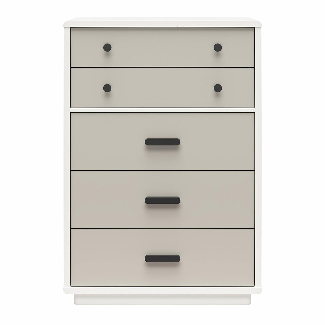 Valencia Tall 5 Drawer Dresser - Taupe/White