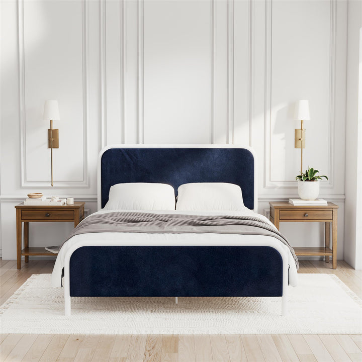 Tallulah Upholstered Platform Bed Frame - Navy - Queen