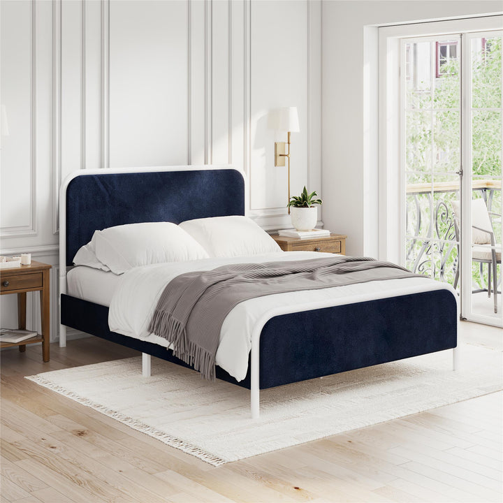 Tallulah Upholstered Platform Bed Frame - Navy - Queen