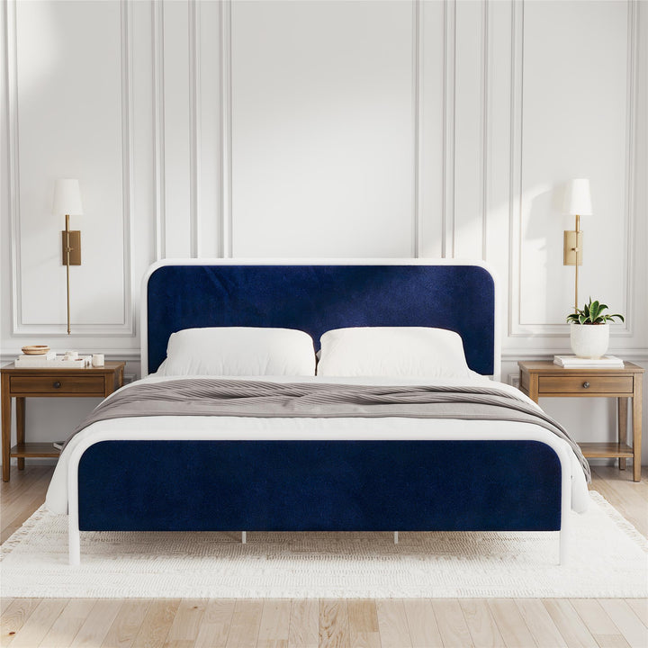 Tallulah Upholstered Platform Bed Frame - Navy - King