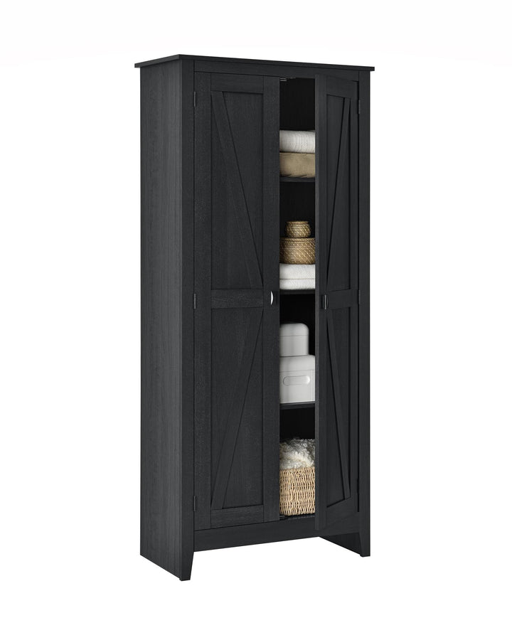 Farmington Rustic Farmhouse 31.5 Inch Wide Storage Cabinet - Black Oak