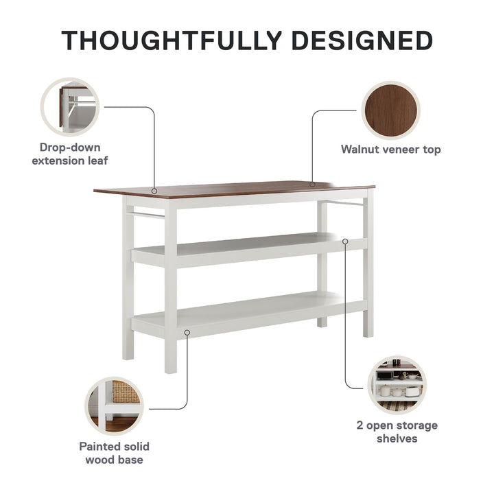 Tallen 60" Flip Kitchen Island Table - Walnut - 60"