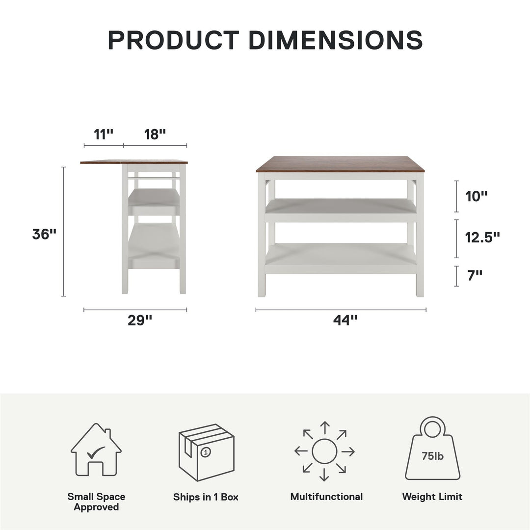 Tallen 48" Flip Kitchen Island Table - Walnut - 48"