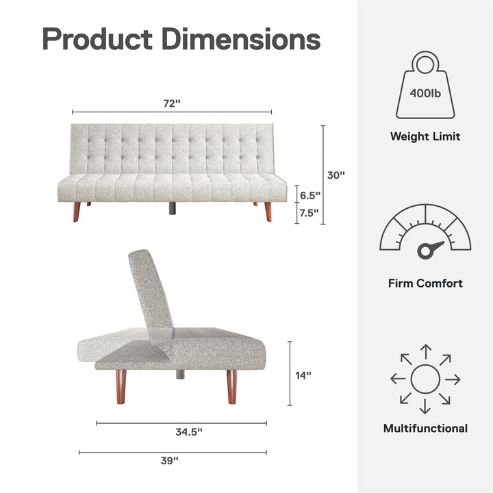 Keiran Armless Mid-Century Futon Sofa Bed - Gray