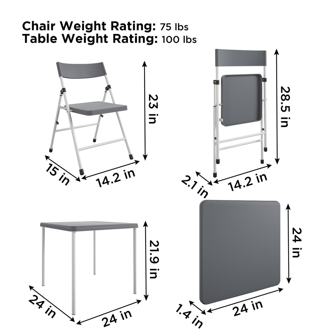 Kid's Activity Set with Folding Chairs, 3-Piece Set - Cool Gray - 3 Piece