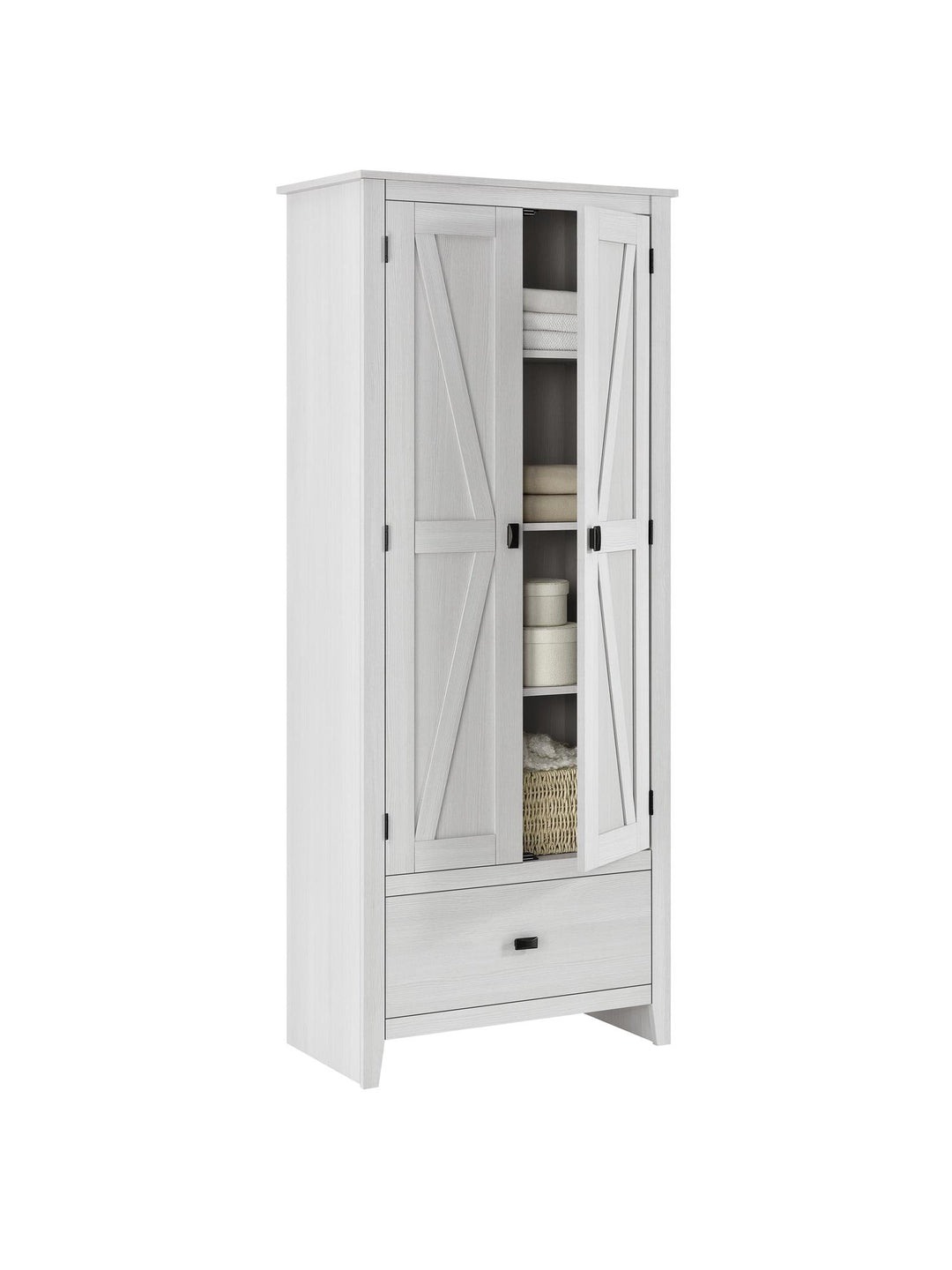 Farmington Rustic Farmhouse 30 Inch Wide Storage Cabinet - Ivory Pine