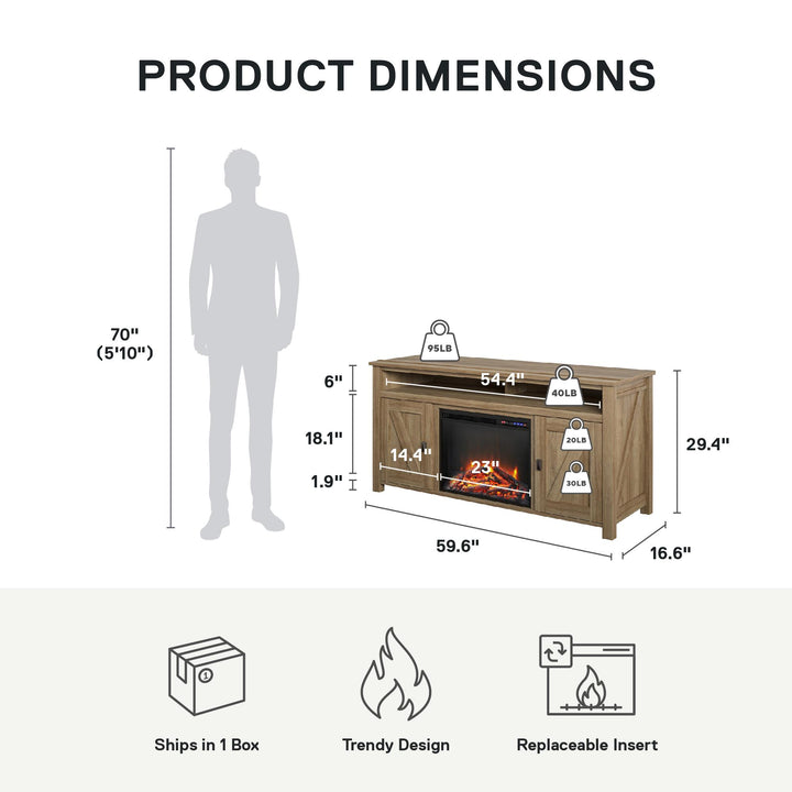 Farmington Electric Fireplace TV Console for TVs up to 60 Inch - Natural