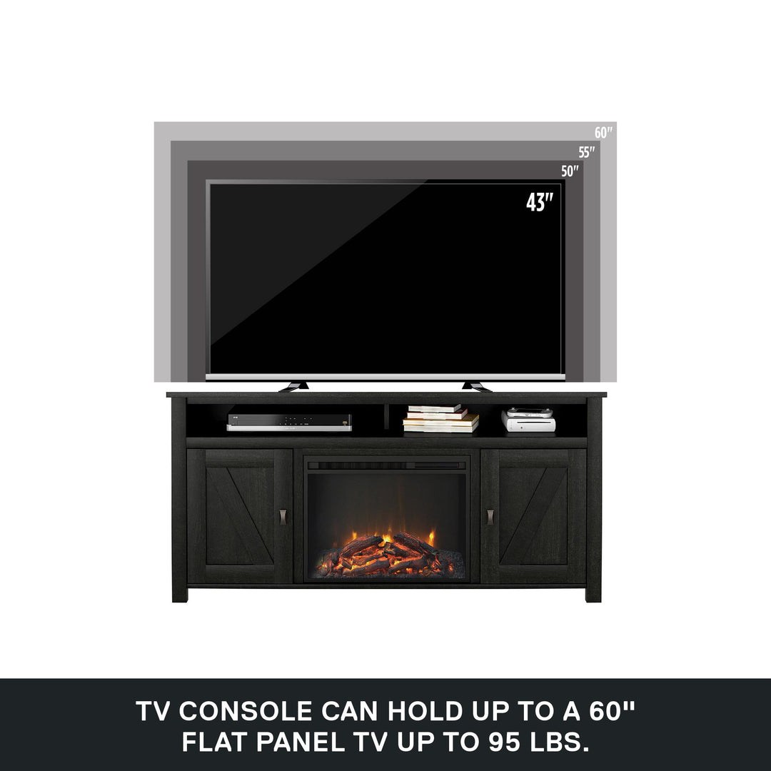 Farmington Electric Fireplace TV Console for TVs up to 60 Inch - Black Oak