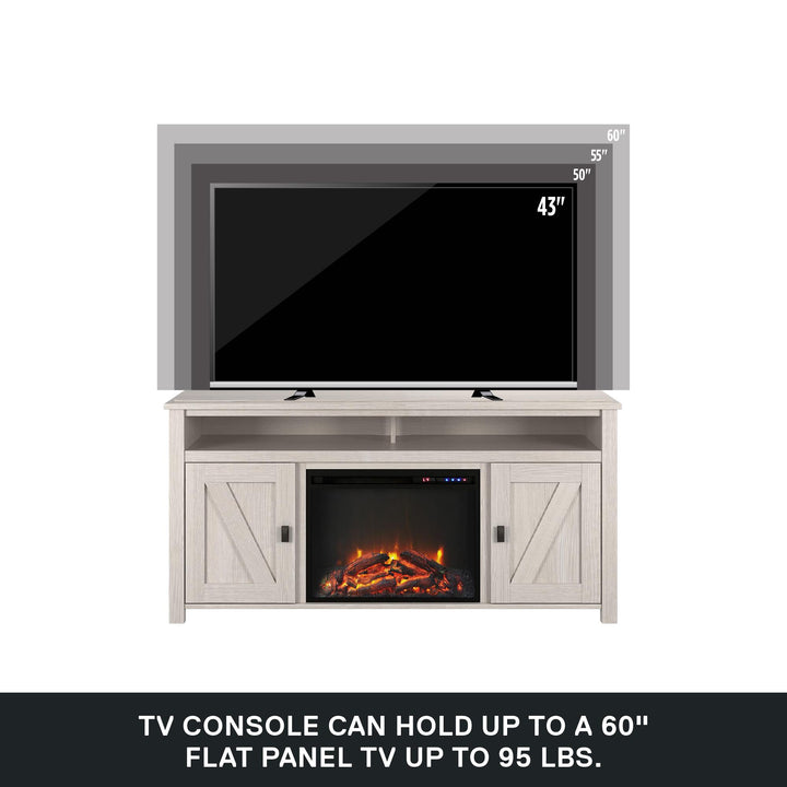 Farmington Electric Fireplace TV Console for TVs up to 60 Inch - Ivory Oak