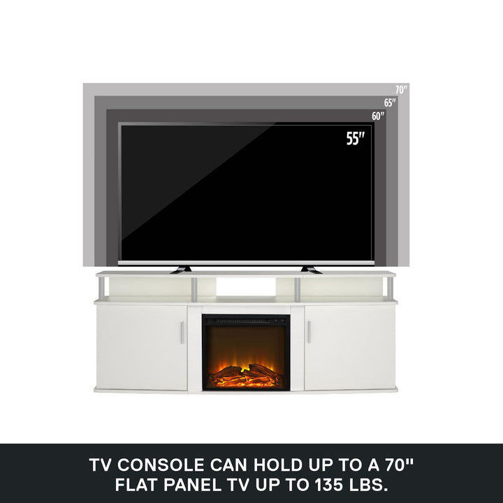 Carson Electric Fireplace TV Console for TVs up to 70 Inch - White