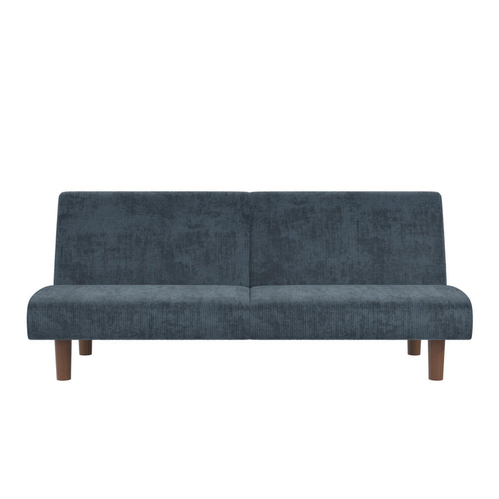 Myla Armless Corduroy Futon Sofa Bed - Blue - 3-Seater