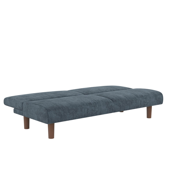 Myla Armless Corduroy Futon Sofa Bed - Blue - 3-Seater