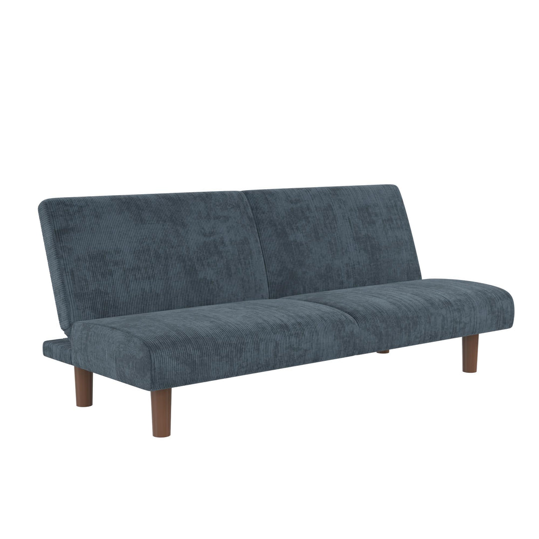 Myla Armless Corduroy Futon Sofa Bed - Blue - 3-Seater