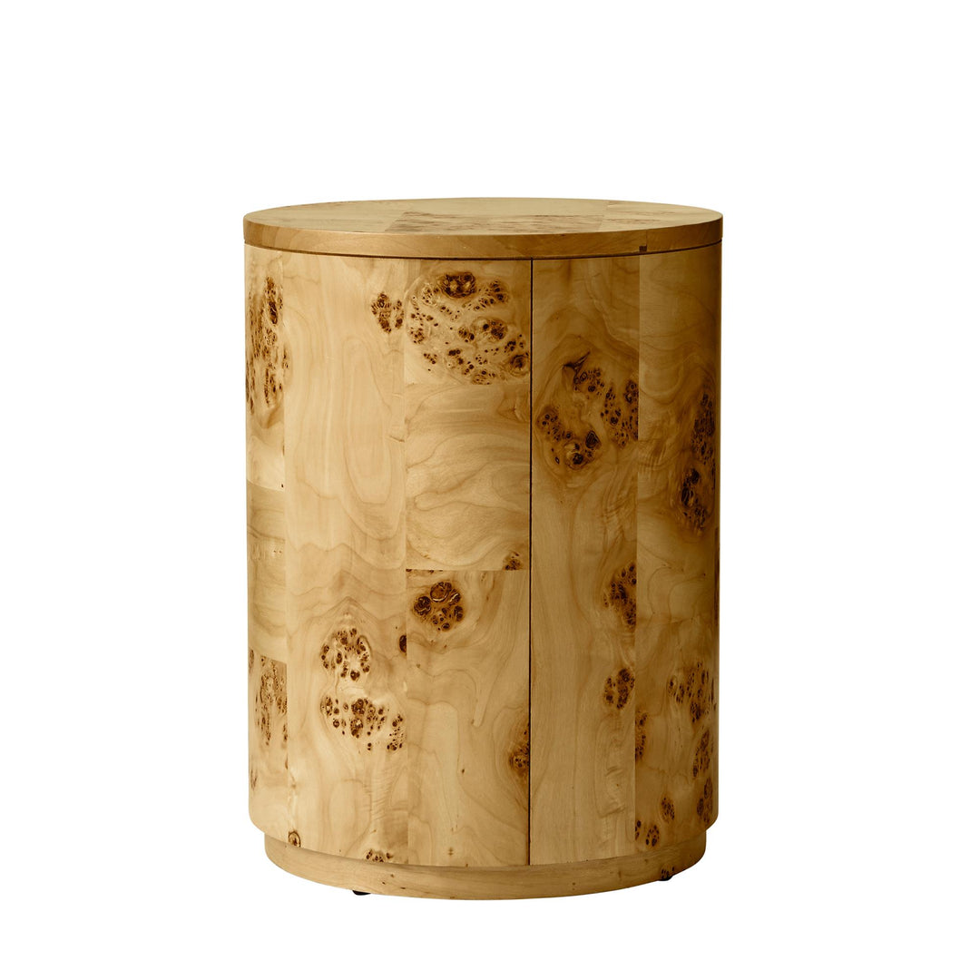 Burlwood Round Wood Veneer End Table - Burl Veneer