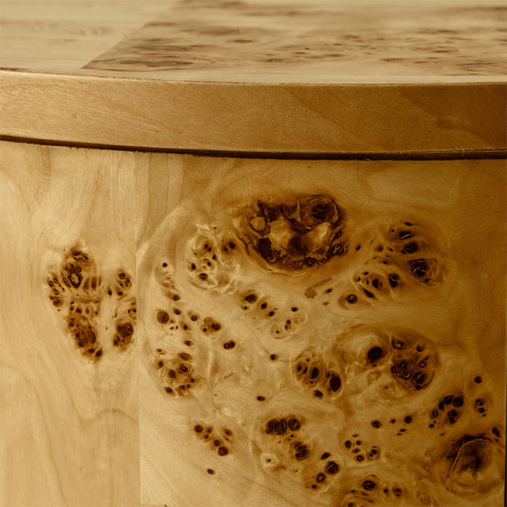 Burlwood Round Wood Veneer End Table - Burl Veneer