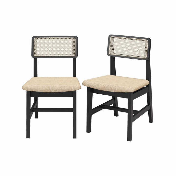 Eleni Cane Dining Chairs, Set of 2 - Cream/Black - Set of 2