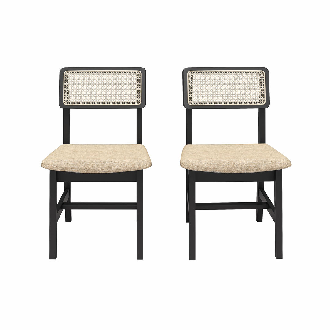 Eleni Cane Dining Chairs, Set of 2 - Cream/Black - Set of 2