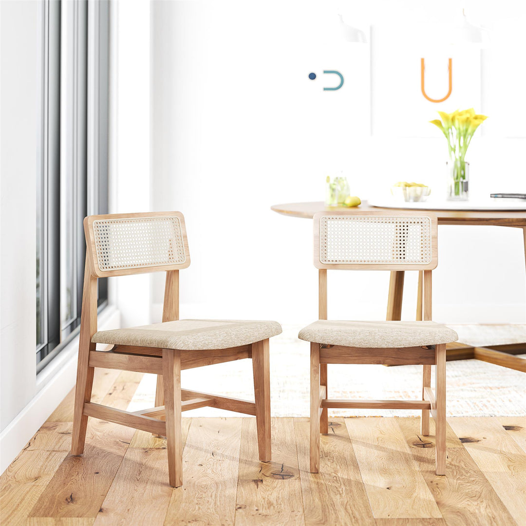 Eleni Cane Dining Chairs, Set of 2 - Cream/Seadrift - Set of 2