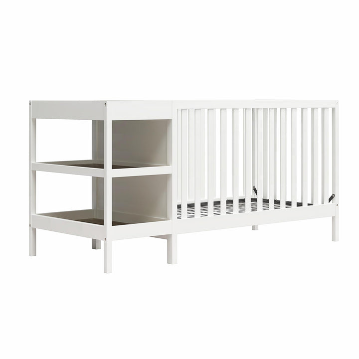 Ema 3-in-1 Convertible Crib & Changer Combo - White - Crib & Toddler Mattress