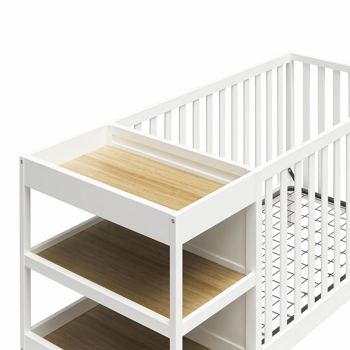 Ema 3-in-1 Convertible Crib & Changer Combo - White - Crib & Toddler Mattress