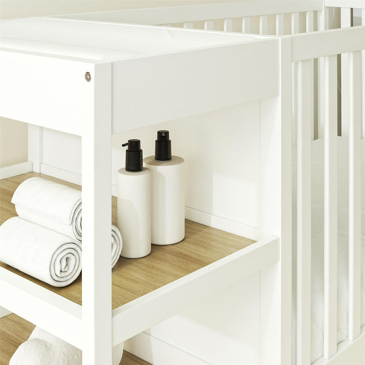 Ema 3-in-1 Convertible Crib & Changer Combo - White - Crib & Toddler Mattress